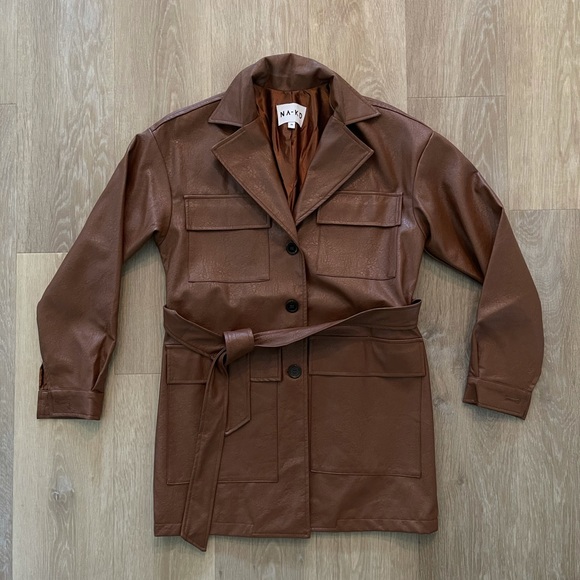 NA-KD Faux Leather Trench - Picture 1 of 3
